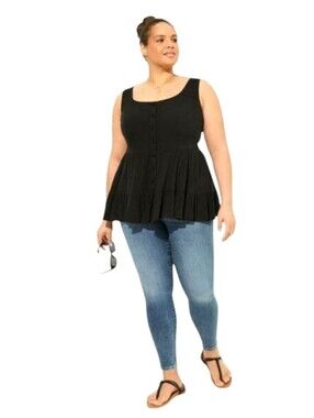 TORRID 4X BLACK FIT & FLARE Rayon Slub Corset Tank Top